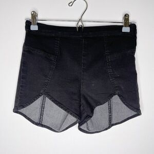 FREE PEOPLE Black Tulip Hem Denim Shorts